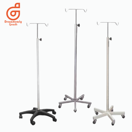 Full Stainless Steel Large Size Saline Stand with 5 Wheel for Hospital/Home Use-Dreamvaly