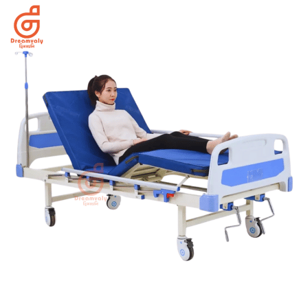 Two Function Manual Hospital Bed with Mattress and IV pole (China)-Dreamvaly